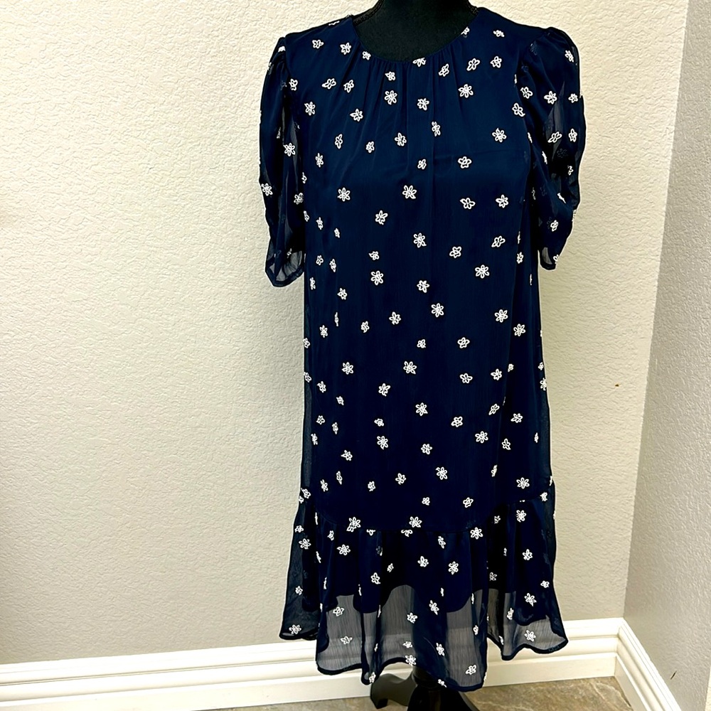 DNKY floral poly chiffon dress.
